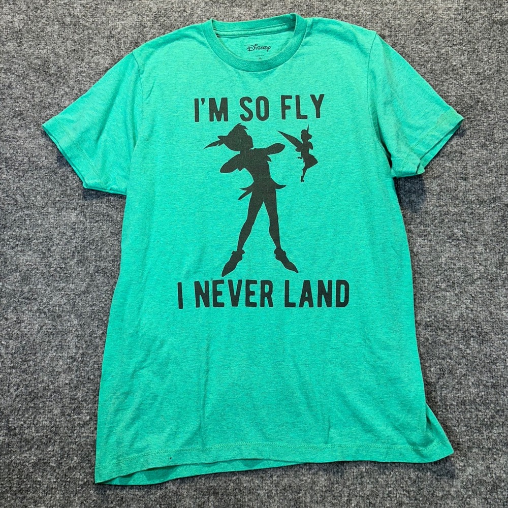 Disney T-Shirt Adult Medium Green Peter Pan Tinker Bell I'm So Fly Graphic Tee